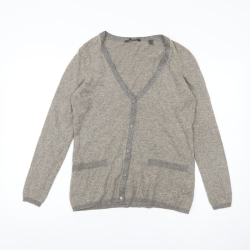Esprit Women Grey Cardigan S V-Neck Wool Cashmere Blend