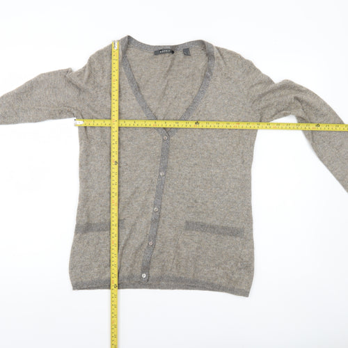 Esprit Women Grey Cardigan S V-Neck Wool Cashmere Blend