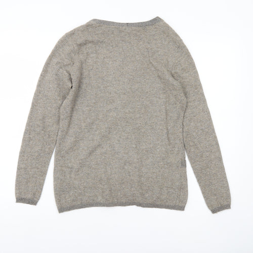 Esprit Women Grey Cardigan S V-Neck Wool Cashmere Blend