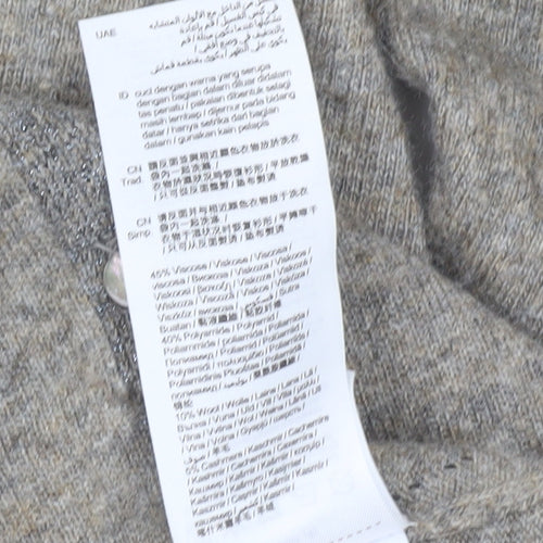 Esprit Women Grey Cardigan S V-Neck Wool Cashmere Blend