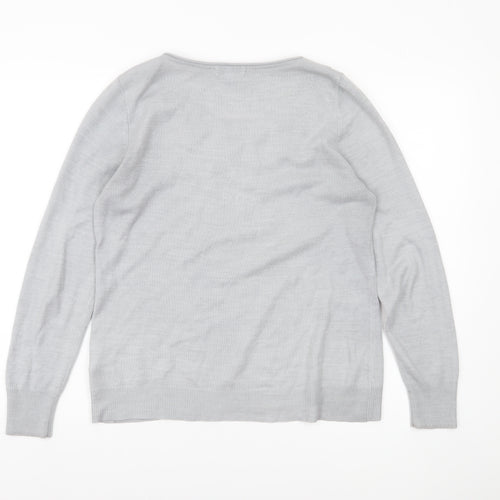 Marks and Spencer Women’s Grey Sequin Scoop Neck Jumper Size 14