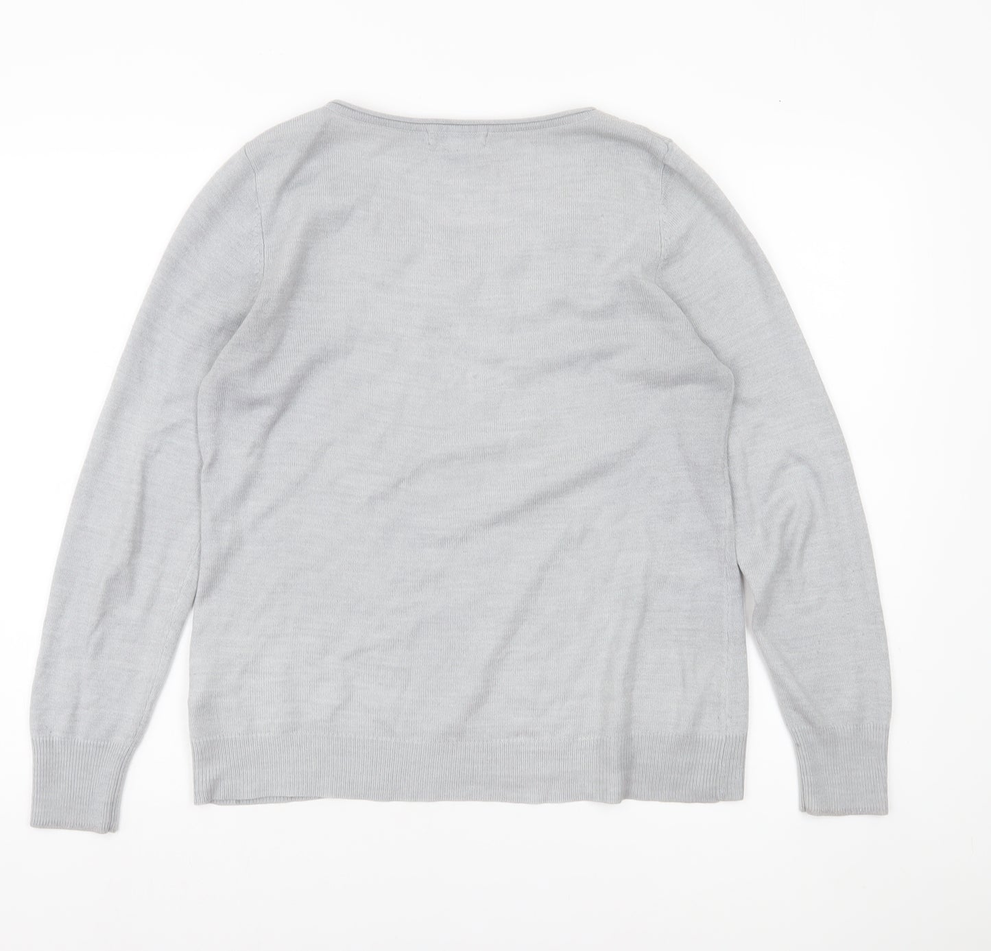 Marks and Spencer Women’s Grey Sequin Scoop Neck Jumper Size 14