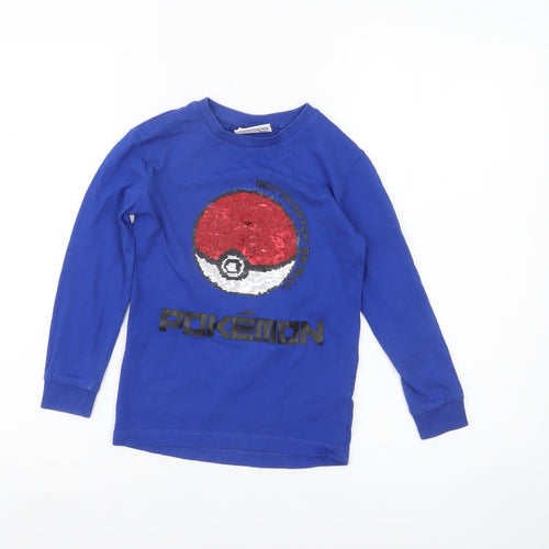 Next Boys Blue Pokémon Sequin Long Sleeve T-Shirt 5 Years