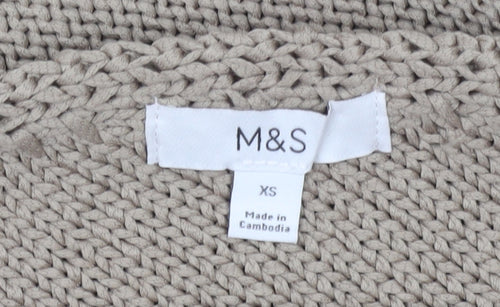 Marks and Spencer Women’s Beige XS V-Neck Chunky Knit Pullover Jumper