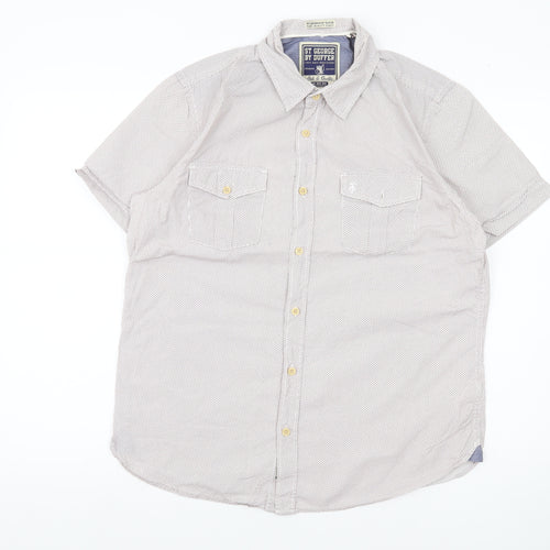 St George By Duffer Men's White M Short Sleeve Cotton Button-Up Shirt