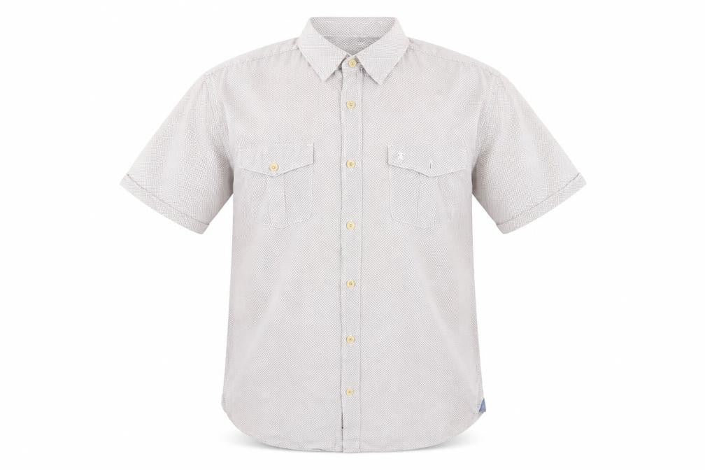 St George By Duffer Men's White M Short Sleeve Cotton Button-Up Shirt