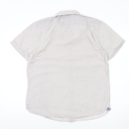 St George By Duffer Men's White M Short Sleeve Cotton Button-Up Shirt