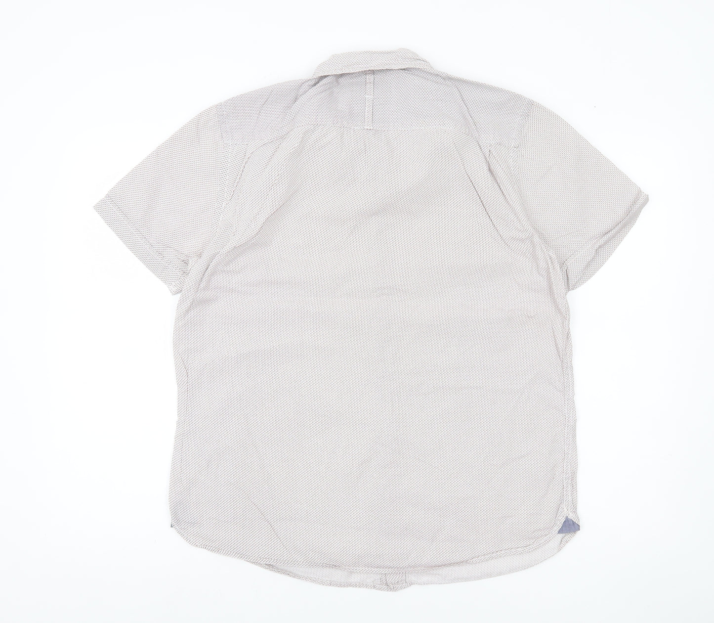 St George By Duffer Men's White M Short Sleeve Cotton Button-Up Shirt