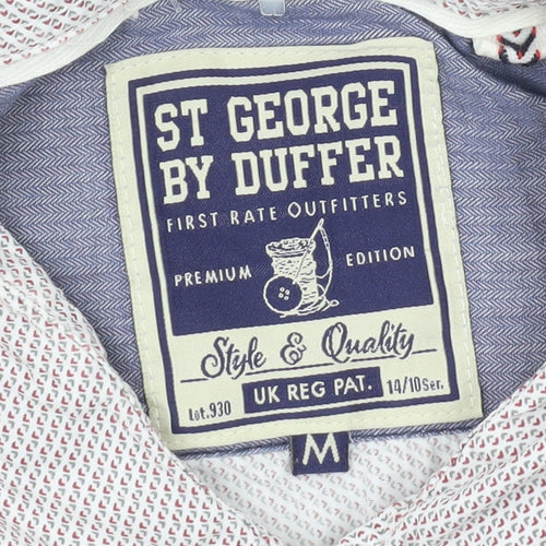 St George By Duffer Men's White M Short Sleeve Cotton Button-Up Shirt