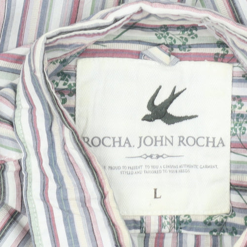 Rocha John Rocha Men's Multicoloured Striped Cotton Shirt L