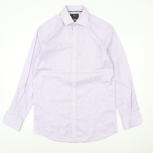 Marks and Spencer Men's Multicoloured 14.5 Regular Fit Striped Button-Up Shirt