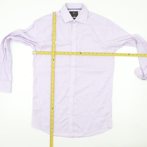 Marks and Spencer Men's Multicoloured 14.5 Regular Fit Striped Button-Up Shirt