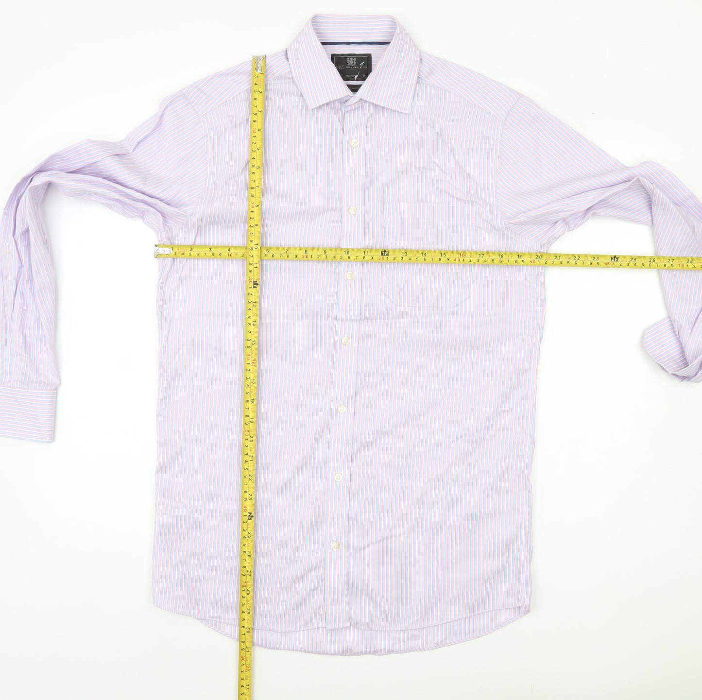 Marks and Spencer Men's Multicoloured 14.5 Regular Fit Striped Button-Up Shirt