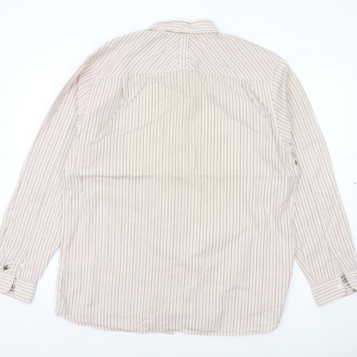 John Rocha Men’s Beige Striped Cotton Long Sleeve Button-Up Shirt L
