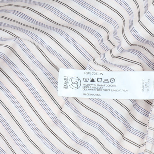 John Rocha Men’s Beige Striped Cotton Long Sleeve Button-Up Shirt L