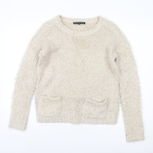 Heart & Soul Women’s Ivory Crew Neck Sequin Jumper Size 10