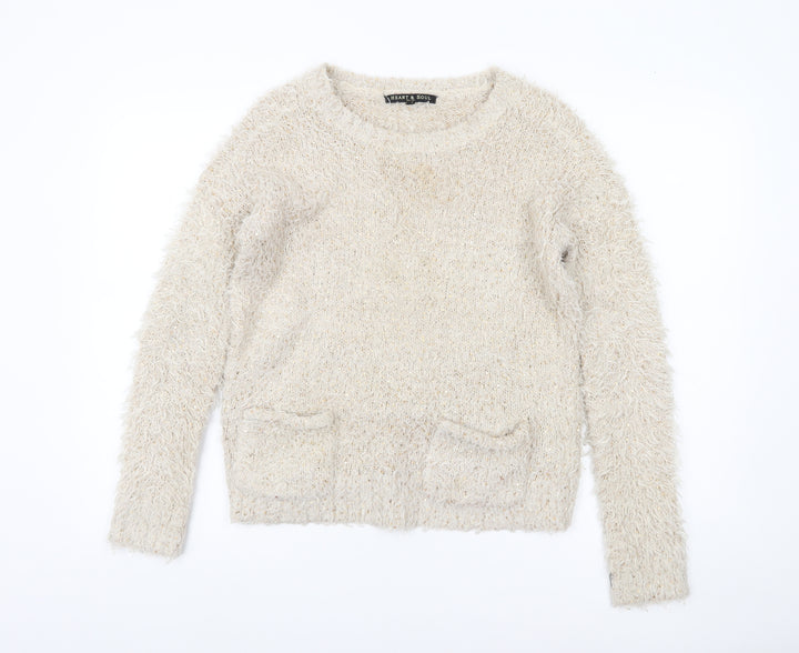 Heart & Soul Women’s Ivory Crew Neck Sequin Jumper Size 10