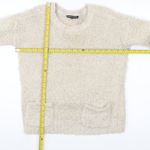 Heart & Soul Women’s Ivory Crew Neck Sequin Jumper Size 10