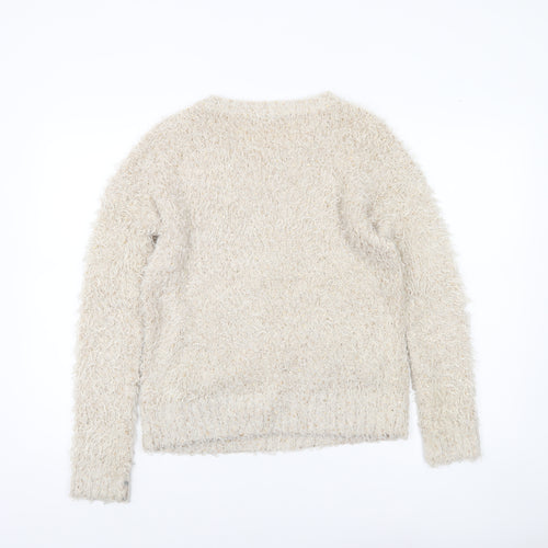 Heart & Soul Women’s Ivory Crew Neck Sequin Jumper Size 10