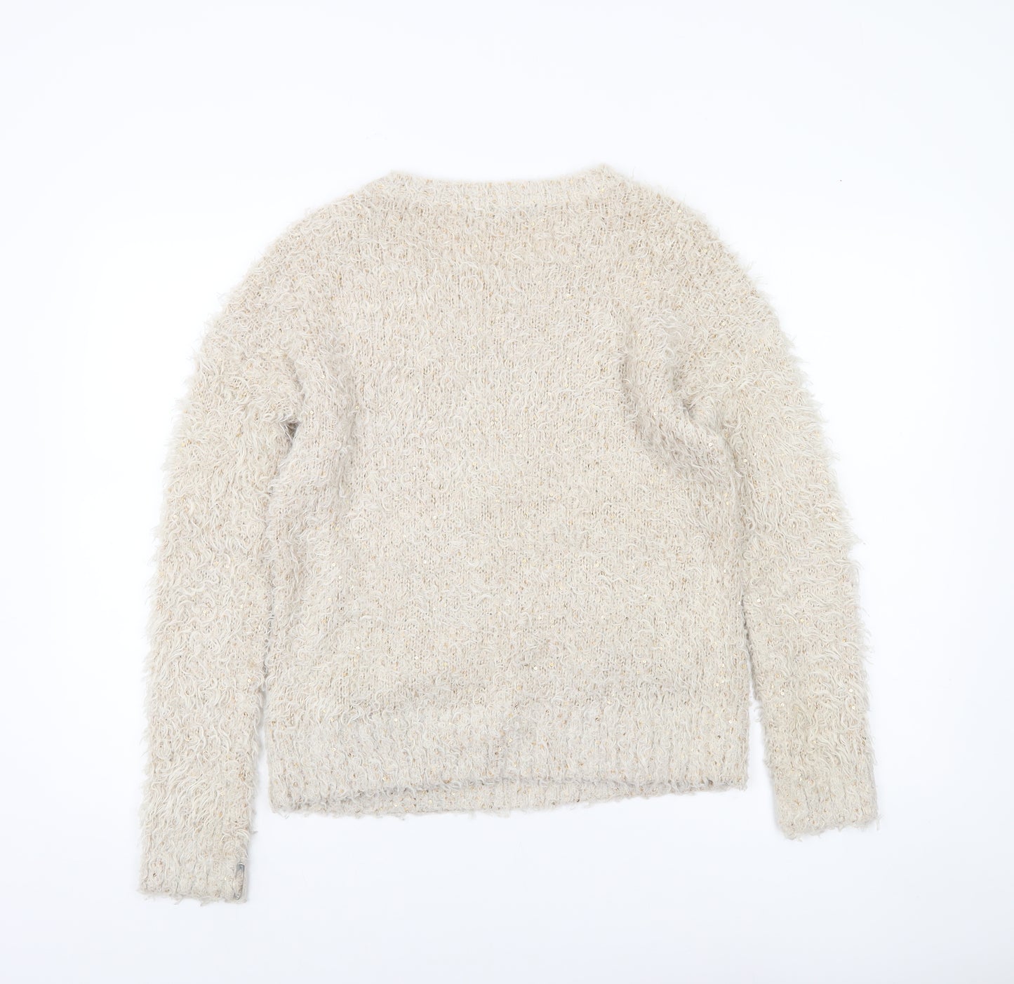 Heart & Soul Women’s Ivory Crew Neck Sequin Jumper Size 10