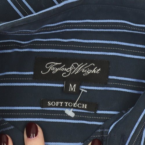 Taylor & Wright Men’s Blue Striped Button-Up Shirt Size M 38-40in