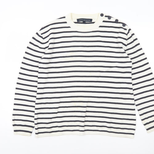 French Connection Women’s Black White Stripe Cotton Jumper M