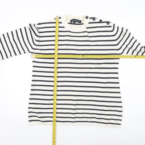 French Connection Women’s Black White Stripe Cotton Jumper M