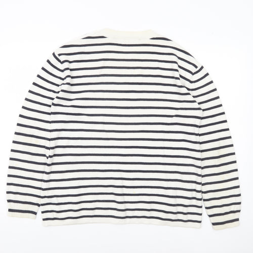 French Connection Women’s Black White Stripe Cotton Jumper M