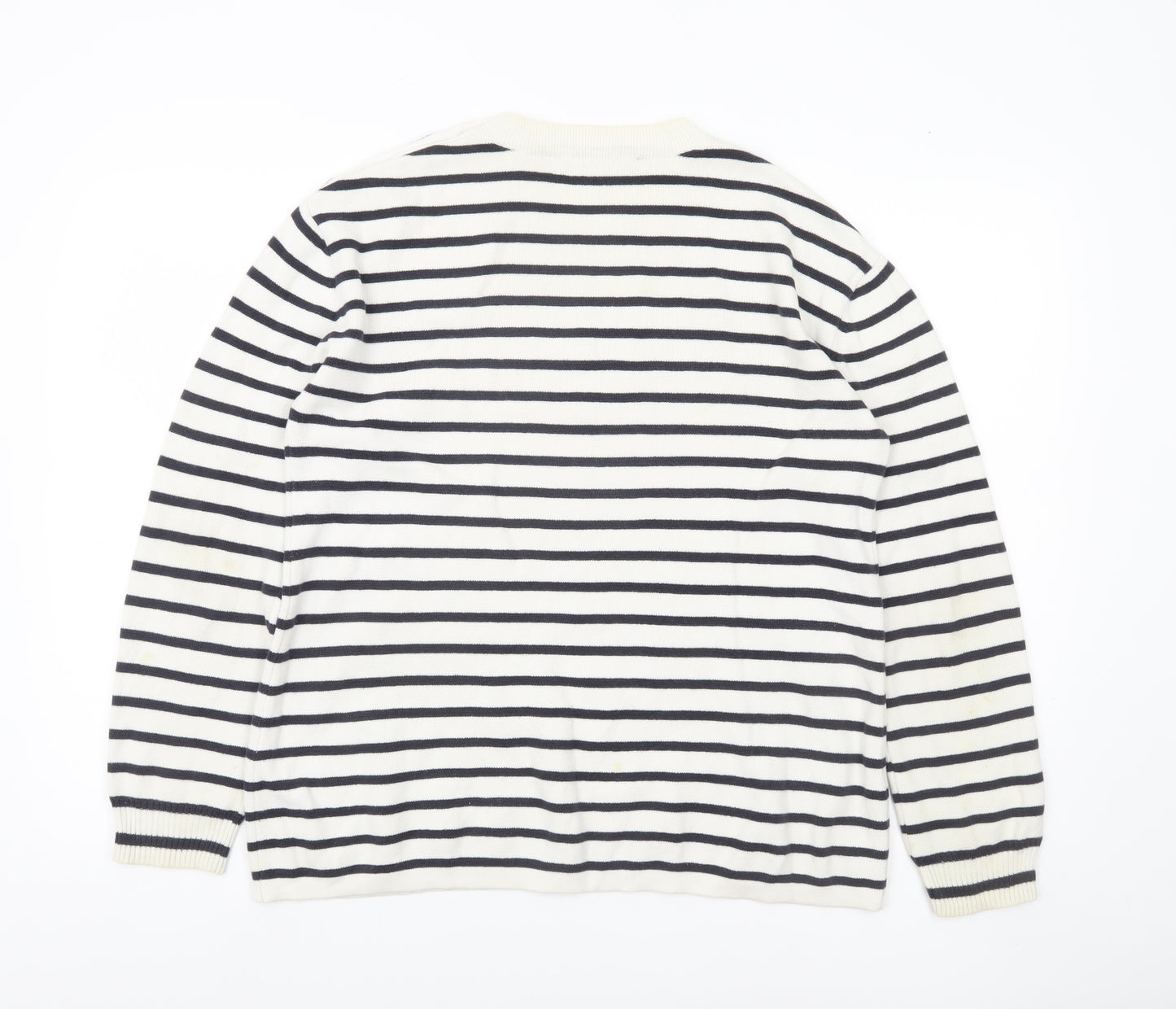 French Connection Women’s Black White Stripe Cotton Jumper M