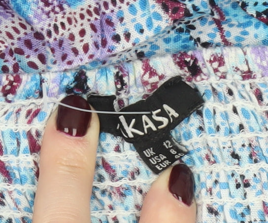 Kasa Women’s Multicoloured Size 12 Viscose Slip Dress Summer Boho
