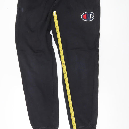 Champion Men’s Black Jogger Sweatpants L Regular Fit Logo Sportswear