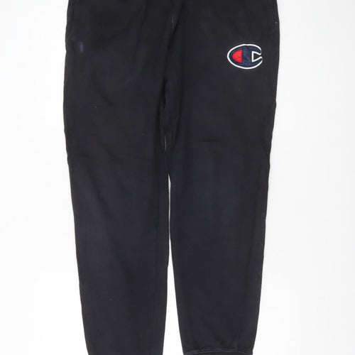 Champion Men’s Black Jogger Sweatpants L Regular Fit Logo Sportswear