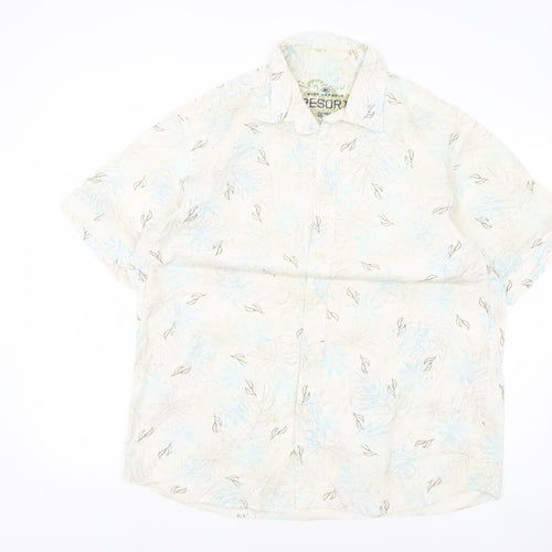 Marks and Spencer Mens Beige Floral Hawaiian Shirt L 41-43" Cotton