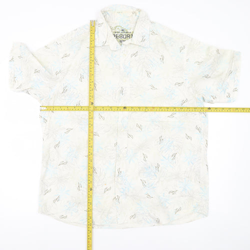 Marks and Spencer Mens Beige Floral Hawaiian Shirt L 41-43" Cotton