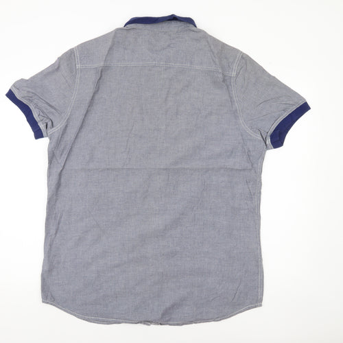DNM 73SR Men’s Blue Chambray Cotton Short Sleeve Shirt XL