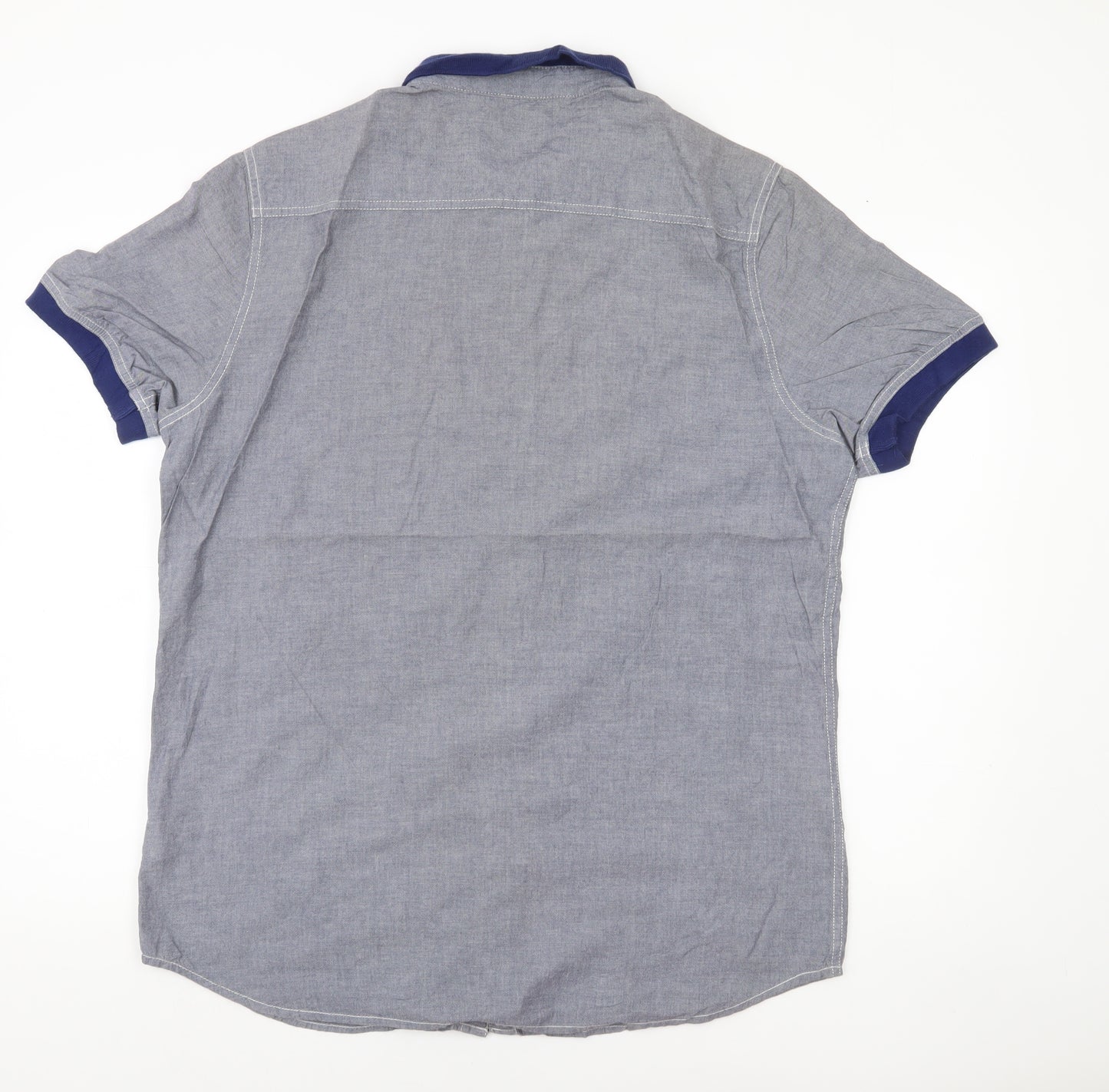 DNM 73SR Men’s Blue Chambray Cotton Short Sleeve Shirt XL