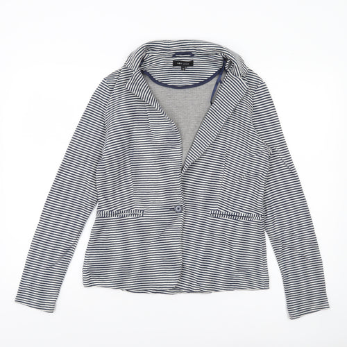 New Look Womens Blue Striped Jersey Blazer Jacket Size 12