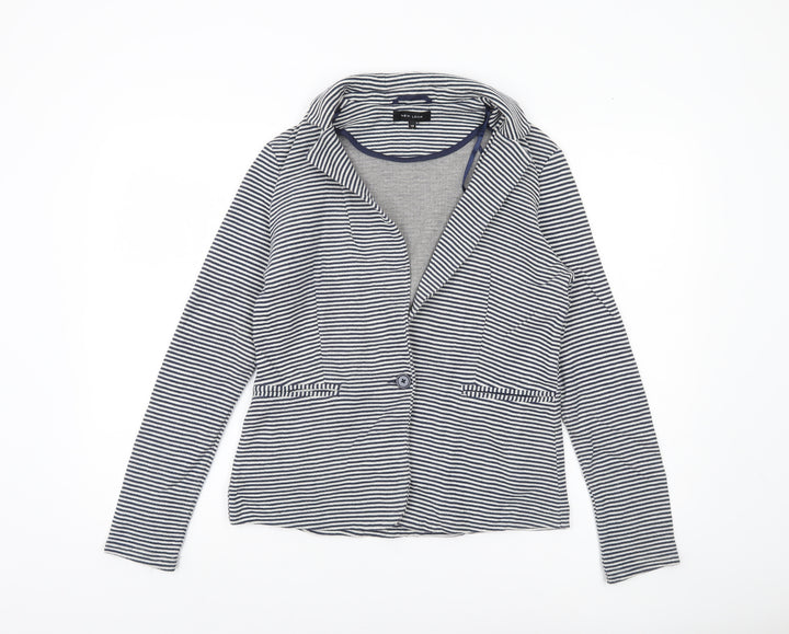 New Look Womens Blue Striped Jersey Blazer Jacket Size 12