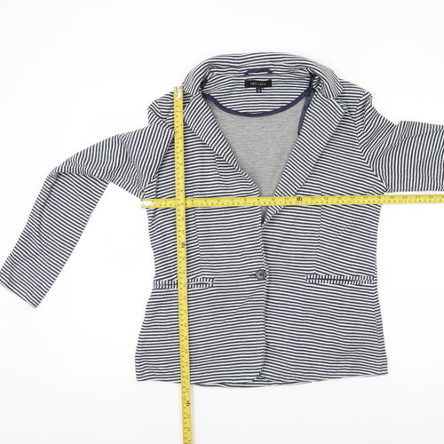 New Look Womens Blue Striped Jersey Blazer Jacket Size 12
