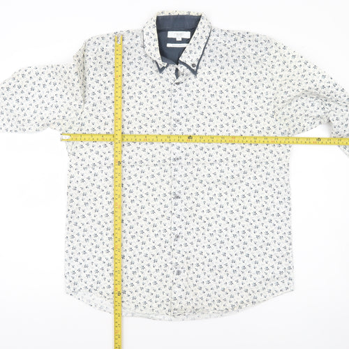 Next Men’s White Floral Print Regular Fit Cotton Shirt M 39-41"