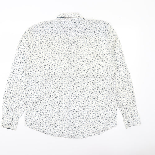 Next Men’s White Floral Print Regular Fit Cotton Shirt M 39-41"