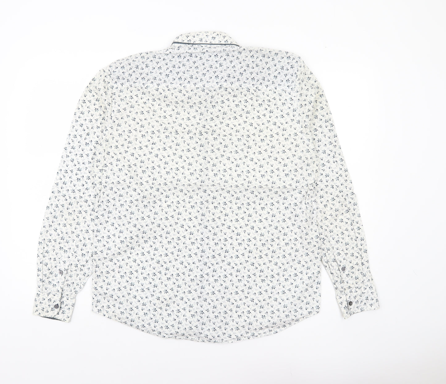 Next Men’s White Floral Print Regular Fit Cotton Shirt M 39-41"