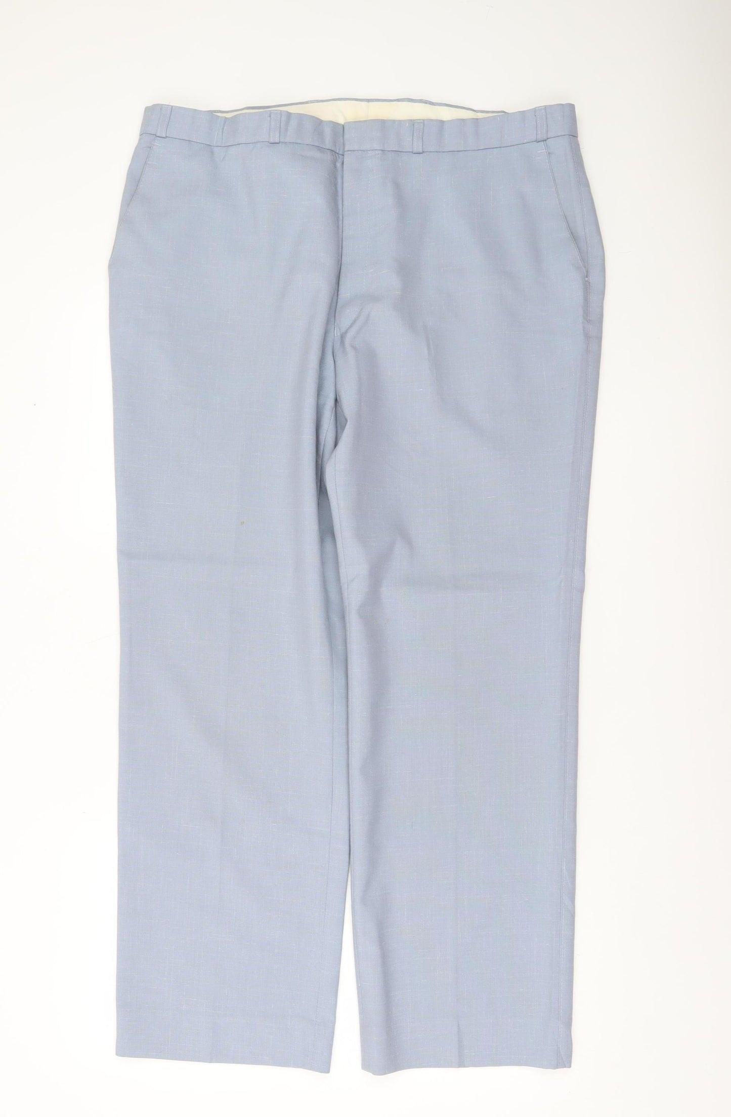 Marks and Spencer Mens Blue 40W 31L Dress Trousers Wool Blend