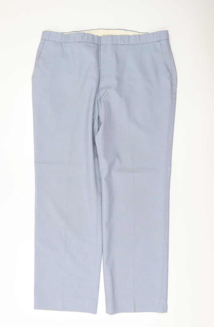 Marks and Spencer Mens Blue 40W 31L Dress Trousers Wool Blend