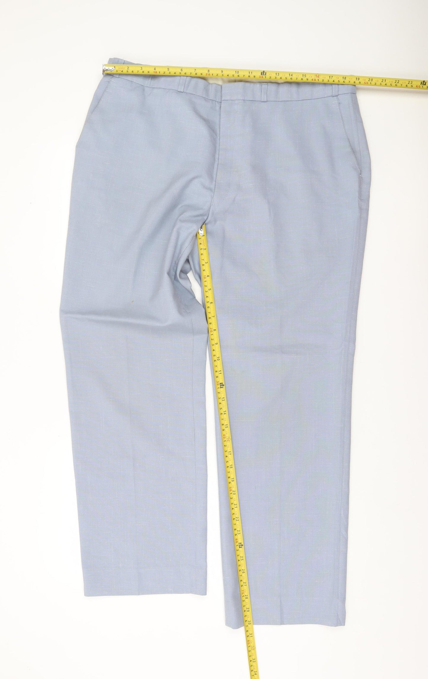 Marks and Spencer Mens Blue 40W 31L Dress Trousers Wool Blend