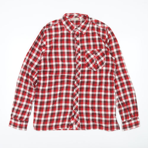 Regatta Men's Red Check Long Sleeve Button-Up Shirt Size M Cotton