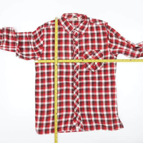 Regatta Men's Red Check Long Sleeve Button-Up Shirt Size M Cotton