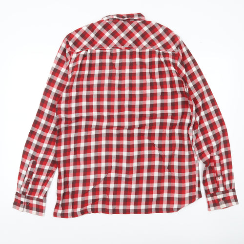 Regatta Men's Red Check Long Sleeve Button-Up Shirt Size M Cotton