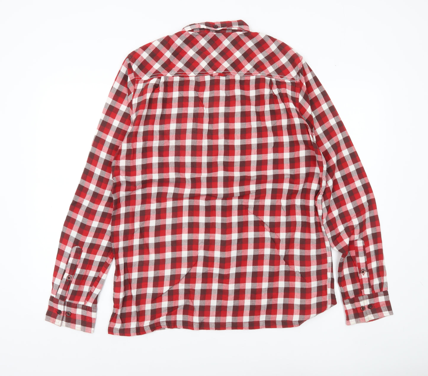 Regatta Men's Red Check Long Sleeve Button-Up Shirt Size M Cotton