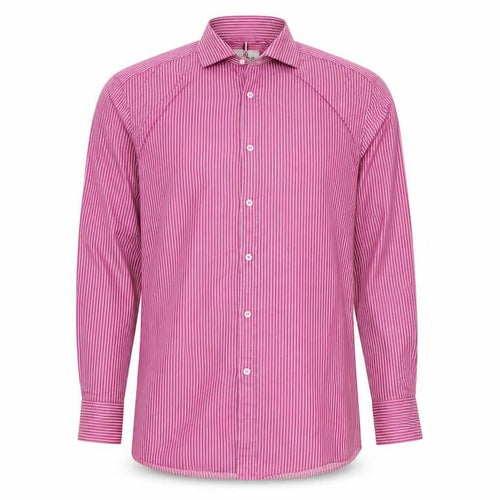 Next Men’s Pink Striped Cotton Shirt 15.5 Collar Regular Fit Long Sleeve